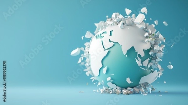 Obraz Global environmental crisis digital art conceptual illustration blue background abstract viewpoint climate change awareness