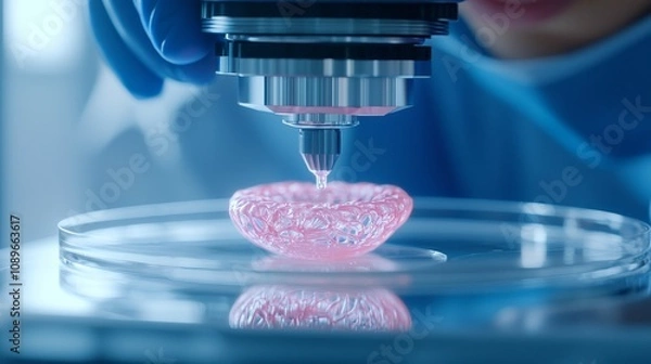 Obraz 3d bioprinting in a lab innovative technology modern laboratory scientific research close-up view future of medicine