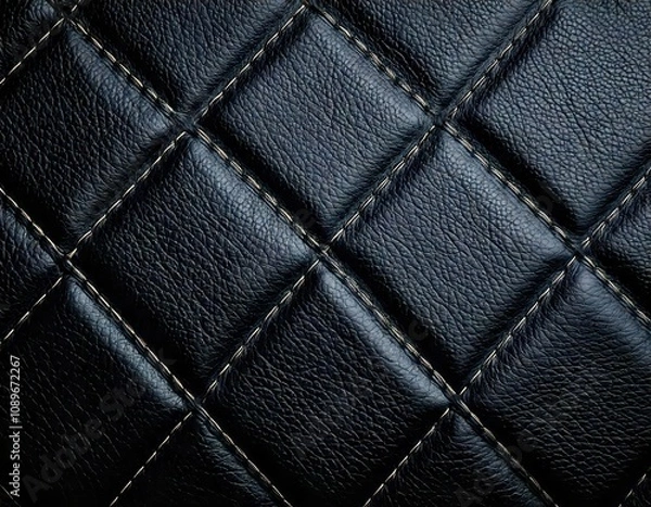 Obraz black leather diamond stitching pattern texture background wallpaper design pattern