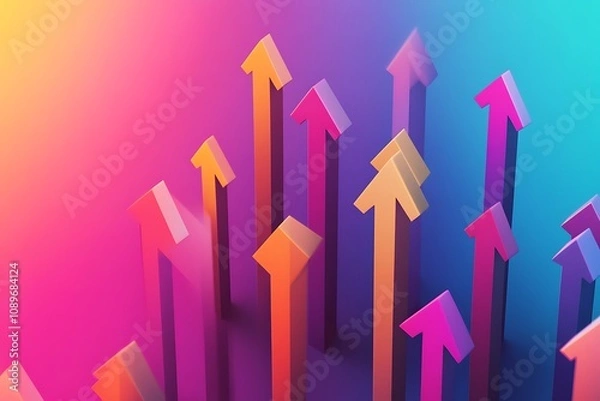 Obraz Dynamic arrows pointing upwards on a gradient background for growth concepts
