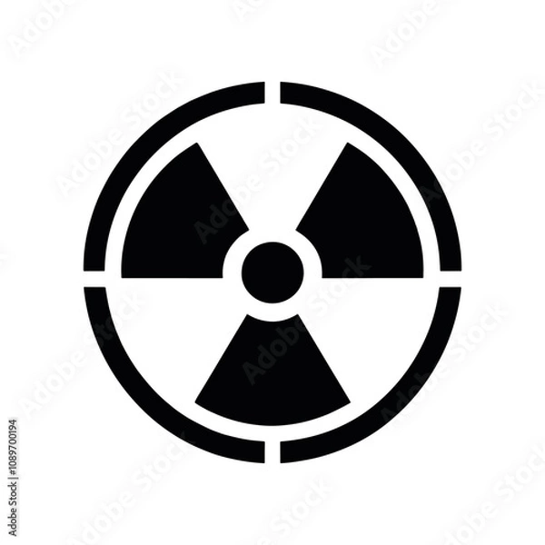 Fototapeta Radioactive symbol icon. Nuclear radiation warning sign. Atomic energy logo. Vector illustration image. Isolated on white background.