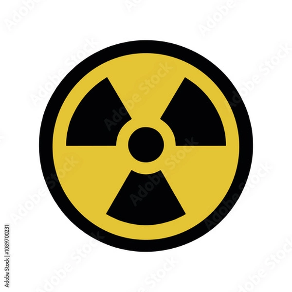 Fototapeta Radioactive symbol icon. Nuclear radiation warning sign. Atomic energy logo. Vector illustration image. Isolated on white background.