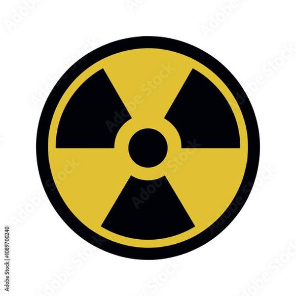 Fototapeta Radioactive symbol icon. Nuclear radiation warning sign. Atomic energy logo. Vector illustration image. Isolated on white background.