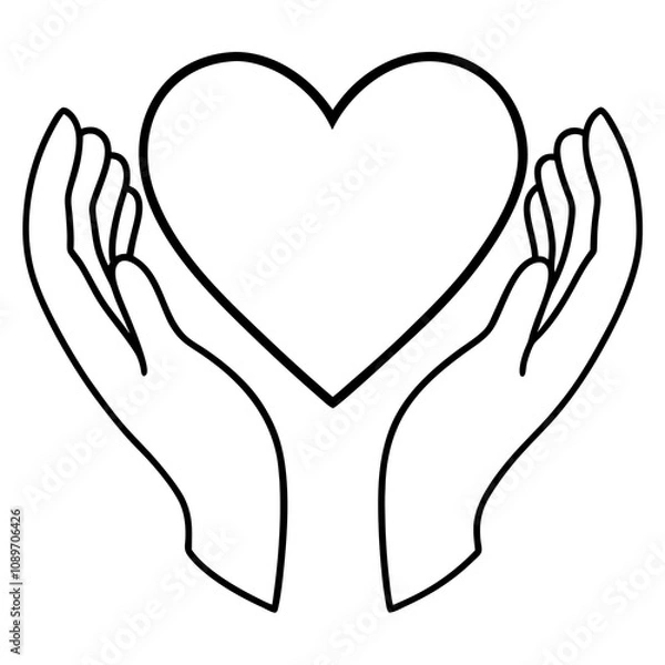 Fototapeta Beautiful Hand Gesture Artwork Featuring a Heart Shape Outline