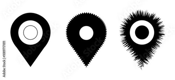Fototapeta Evolution of Map Pin Icons: From Simple to Complex Designs Representing Different Styles and Visual Effects