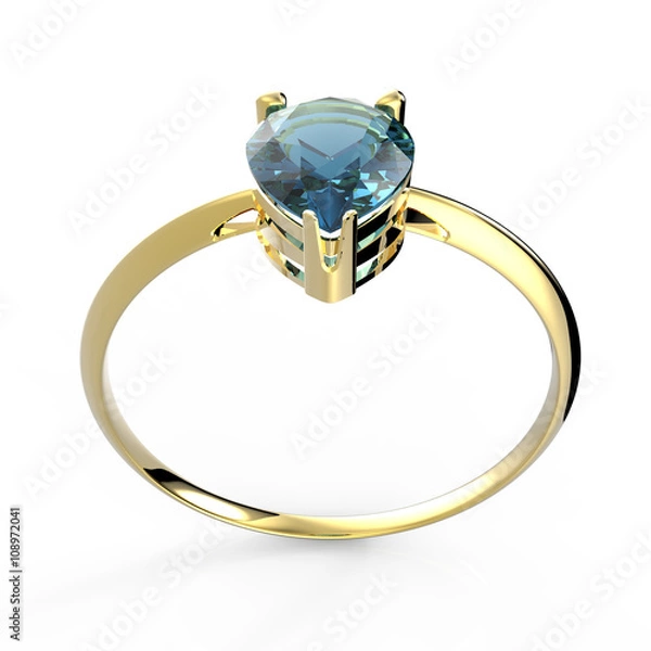 Obraz Wedding ring wiith diamond. 3D illustration