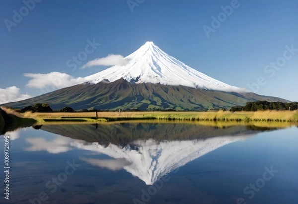 Fototapeta A view of Mount Taranaki in New Zealand