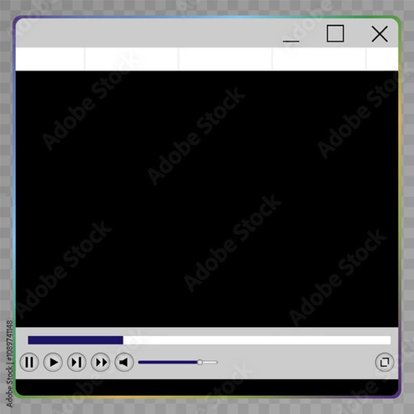 Fototapeta Realistic video player with shadow . Vector illustration.