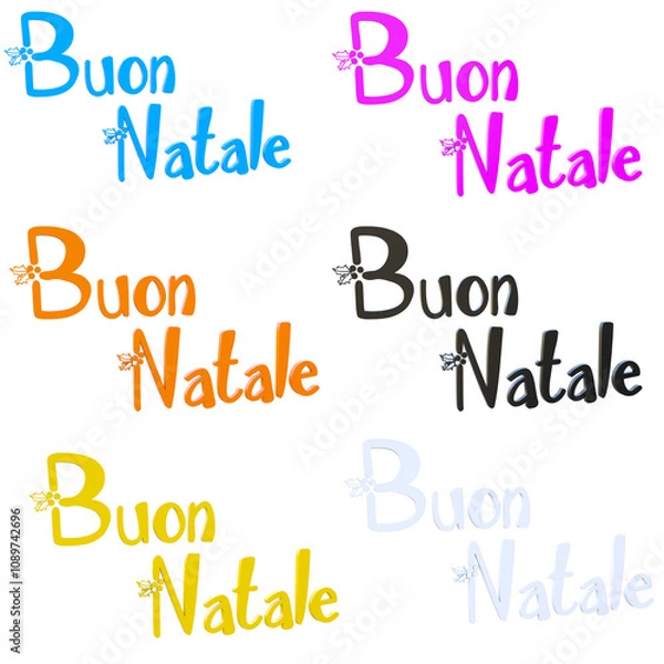 Fototapeta buon natale scritta vari colori fondo trasparente isolato bianco 