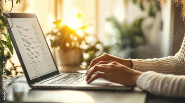 Obraz Person typing on a Laptop, Keyboard