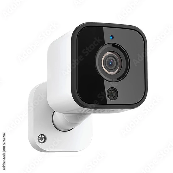 Fototapeta Smart home security camera designed with a privacy shutter, providing protection and monitoring for residential spaces