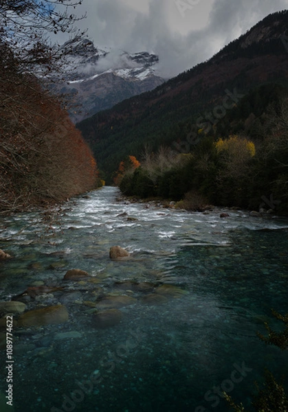 Fototapeta mountain river in winter