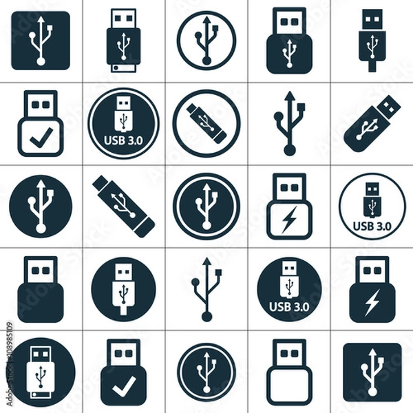 Obraz usb flash 3.0 icon set transparent