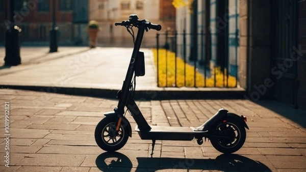 Fototapeta A person using their electric scooter to explore a cultural festival, blending modern transport with urban experiences