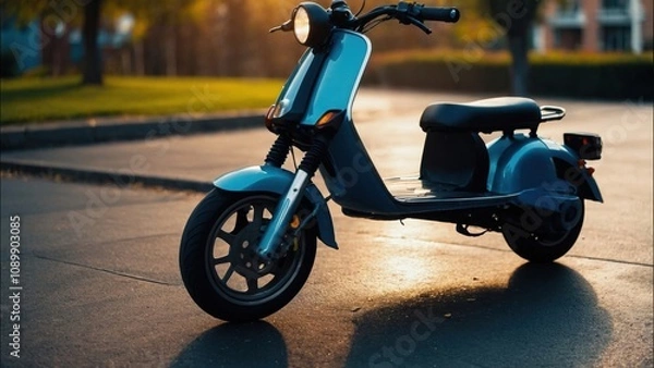 Fototapeta Electric scooter with a high-performance battery and extended range, providing longer rides and greater convenience for users