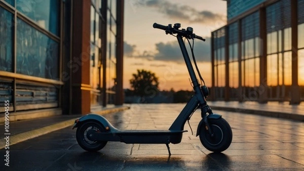 Fototapeta Electric scooters offer a practical and sustainable way to navigate city streets, combining modern design with green technology