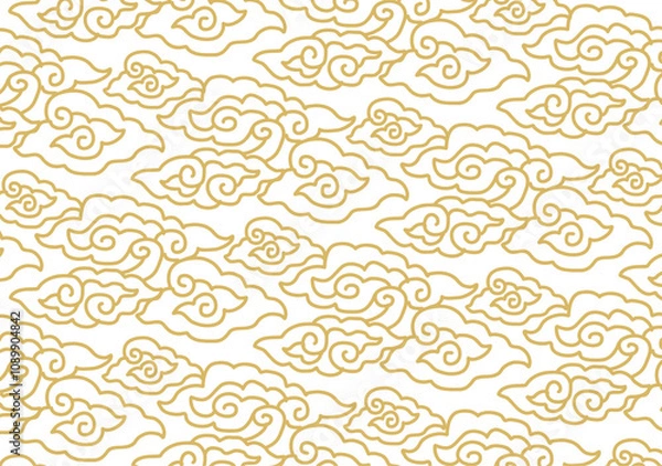 Obraz Motif Mega Mendung, batik motif typical of West Java Indonesia, curved line pattern with cloud objects, with developments and various artistic colors