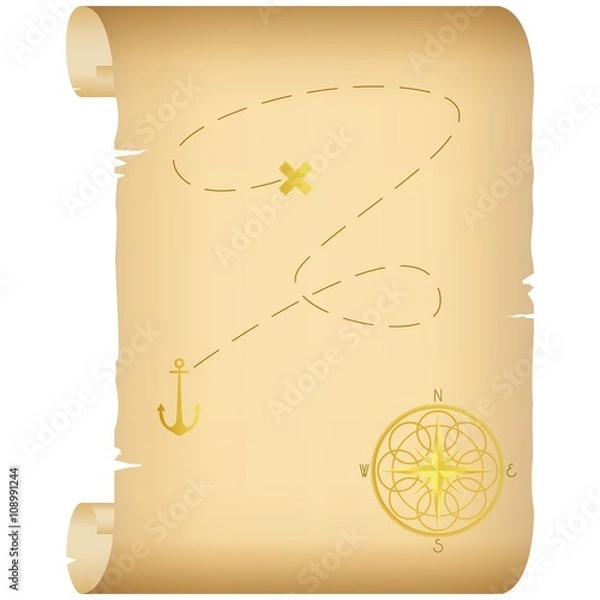 Obraz Treasure map.Color - gold.