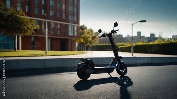 Fototapeta Electric scooter with a detachable battery, making it easy to charge and extend your travel distance