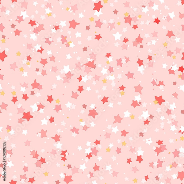 Fototapeta Star seamless pattern. Cute girlish pattern with stars, on a pink background, for printing on fabrics, clothes, paper.