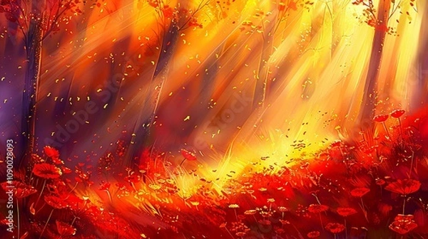 Obraz sunlight shines through the autumn forest