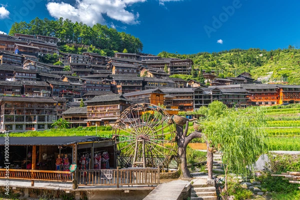 Obraz Qianhu Miao village in Xijiang, Qiandongnan, Guizhou Province, China