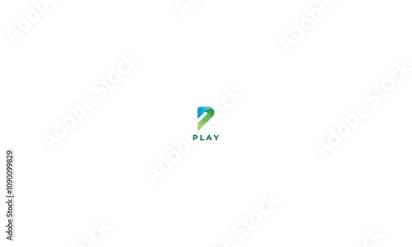 Obraz Creative shape blue and green colour simple logo design 
