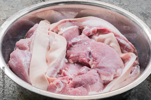 Fototapeta closeup raw pork chops