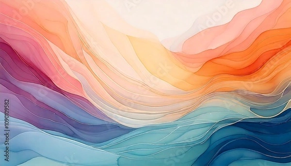 Fototapeta  Abstract watercolor background in pastel tones, with soft, flowing gradients. generative ai
