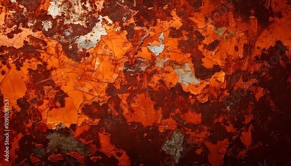Fototapeta metallic rust texture with shades of orange and brown. generative ai