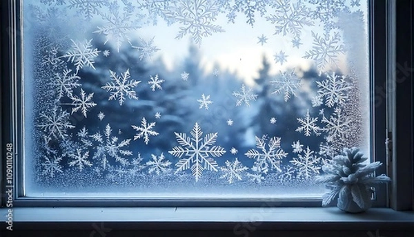 Fototapeta christmas background with snowflakes Ai generative