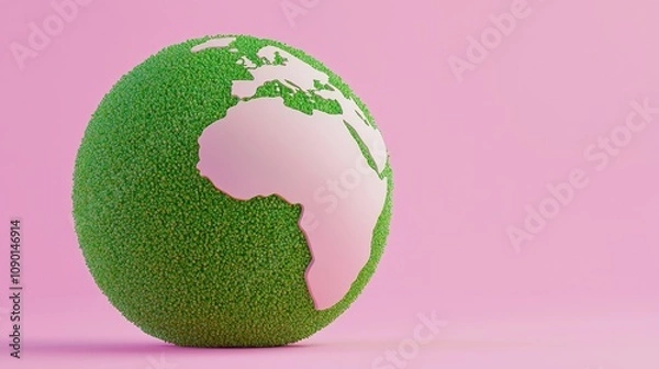 Obraz Promoting sustainability green globe representation digital art nature minimalist viewpoint environmental awareness