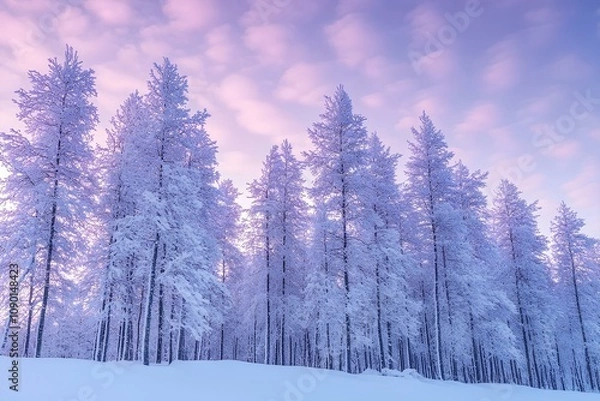Fototapeta winter landscape with trees. Generative AI