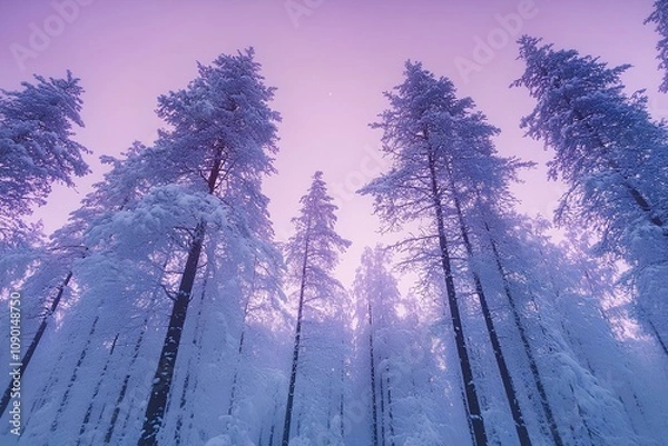 Fototapeta winter landscape with trees. Generative AI