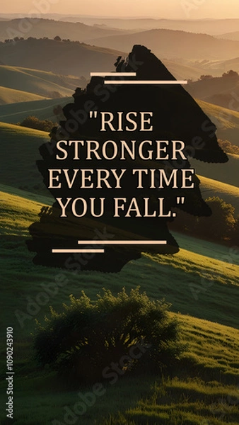 Obraz Motivational quote about resilience and bouncing back, perfect for wall decor or social media content.