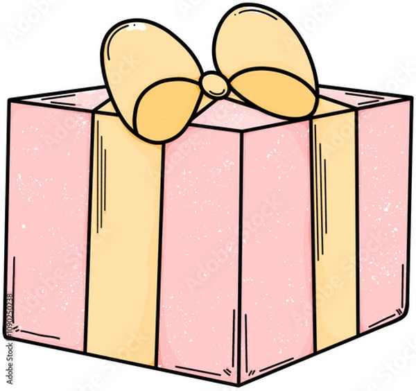 Obraz Pink gift box tied with orange bow