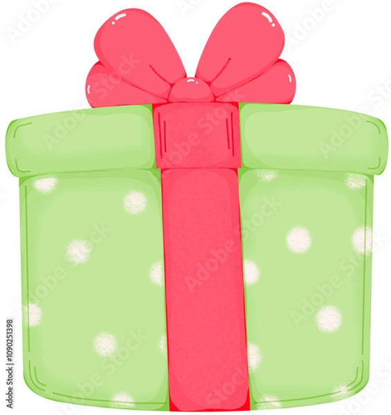 Obraz Green gift box tied with a red bow