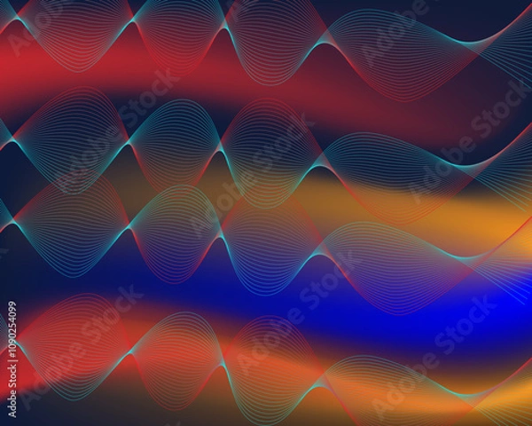 Fototapeta Holographic background with rainbow iridescent strains. Illustration of color interference.Vector abstract holographic background
