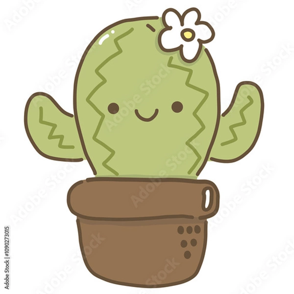Obraz cute cartoon cactus with white background