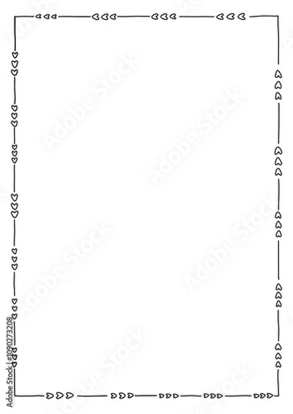 Fototapeta Black and white mini heart frame, border, page border, worksheet frame, line