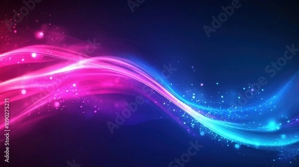Obraz Vibrant abstract waves with glowing particles, creating a dynamic visual effect.
