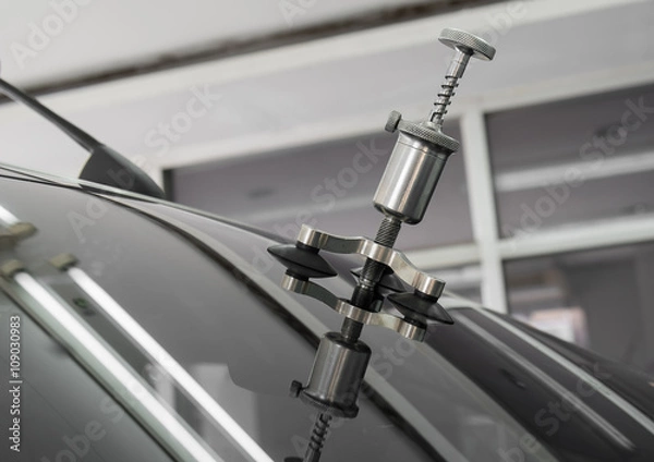 Fototapeta Repairing equipment for fixing of damaged windshield