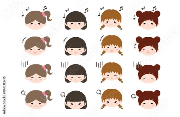 Obraz 可愛い女の子の表情セット