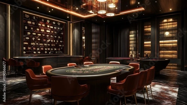 Obraz Luxurious Poker Table in a Private Gaming Room