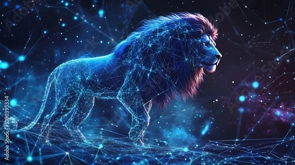 Obraz Lion in Digital Constellation