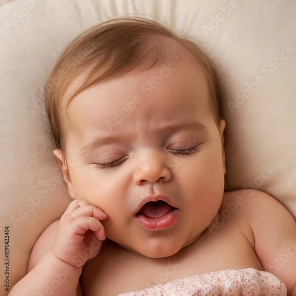 Obraz baby sleeping with mouth open,baby sleeping,baby