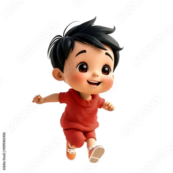 Obraz cute boy running on a transparent background image