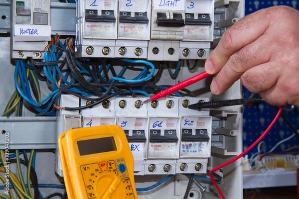 Fototapeta electrician at work with an appliance