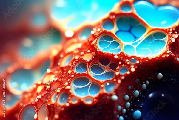 Obraz water drops on red background