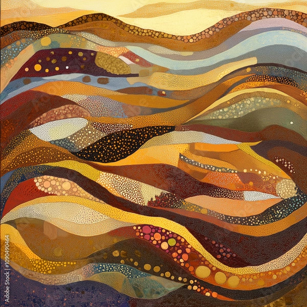 Fototapeta Abstract Australian Landscape Art Inspired by Rolling Hills and Natural Patterns 